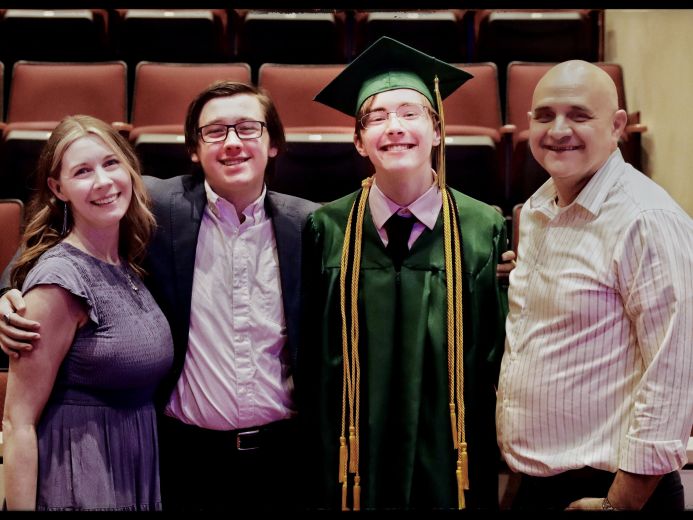Lewisville reading tutor and Texas certified teacher with her family, sharing her personal experience raising children with learning differences like ADHD, dysgraphia, and autism.